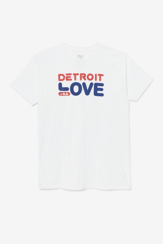 Fila T-Shirt Mens White Detroit Love - Ireland 37694-WGZQ